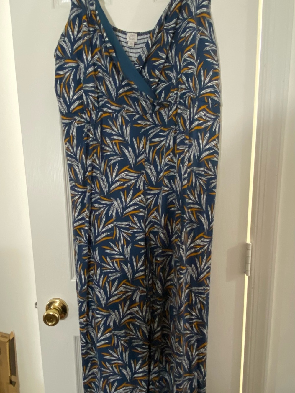 NWOT Ann Taylor Loft Plus 20 22 Blue Leaf-Print Jump Suit